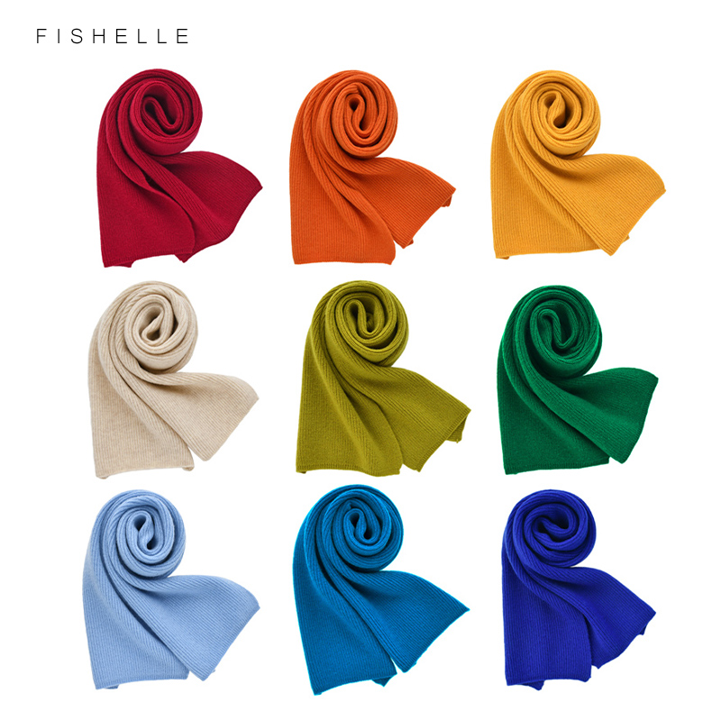 Écharpes tricotées en cachemire de luxe, de couleur unie pour femmes ou hommes, écharpe d'hiver pour adultes, écharpe en laine chaude et épaisse pour enfants
