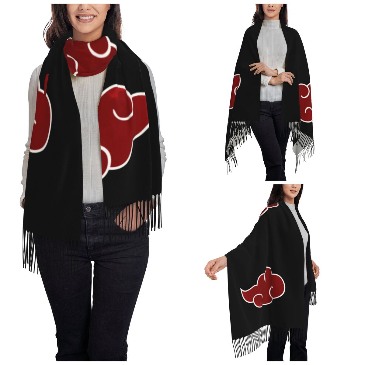 Neji Cloud japonais Anime châle enveloppes femmes hiver longue écharpe douce Pashmina gland foulards