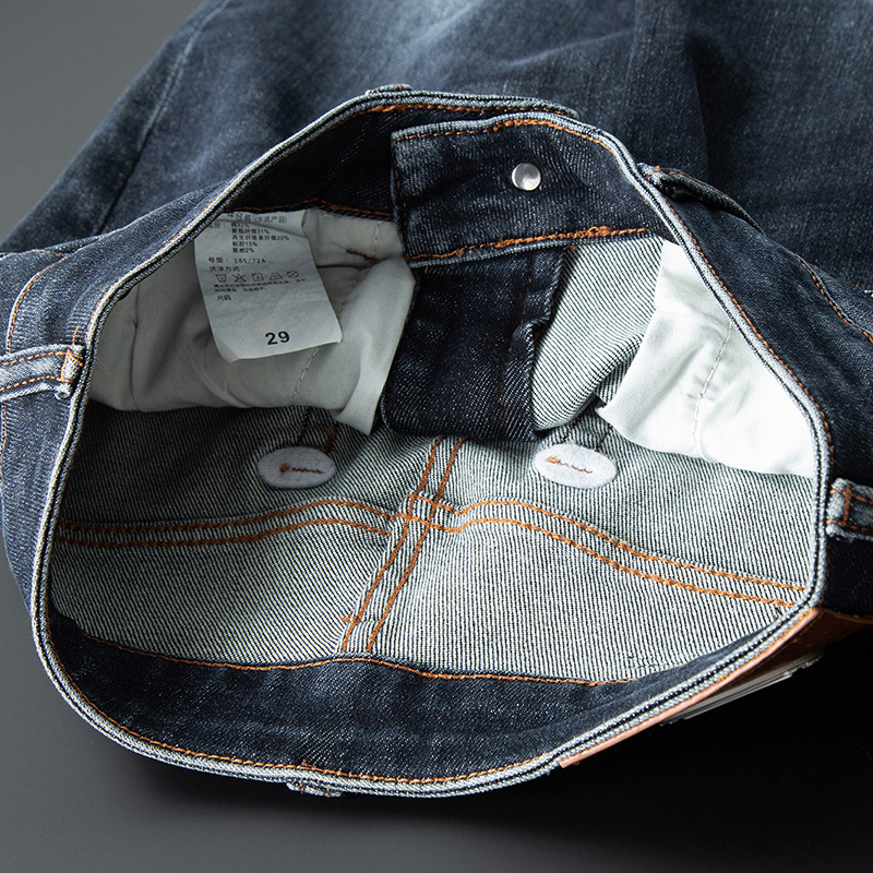 Jean de Style européen et américain pour hommes, marque célèbre, fermeture éclair droite, Slim, Denim bleu, pantalon crayon pour hommes