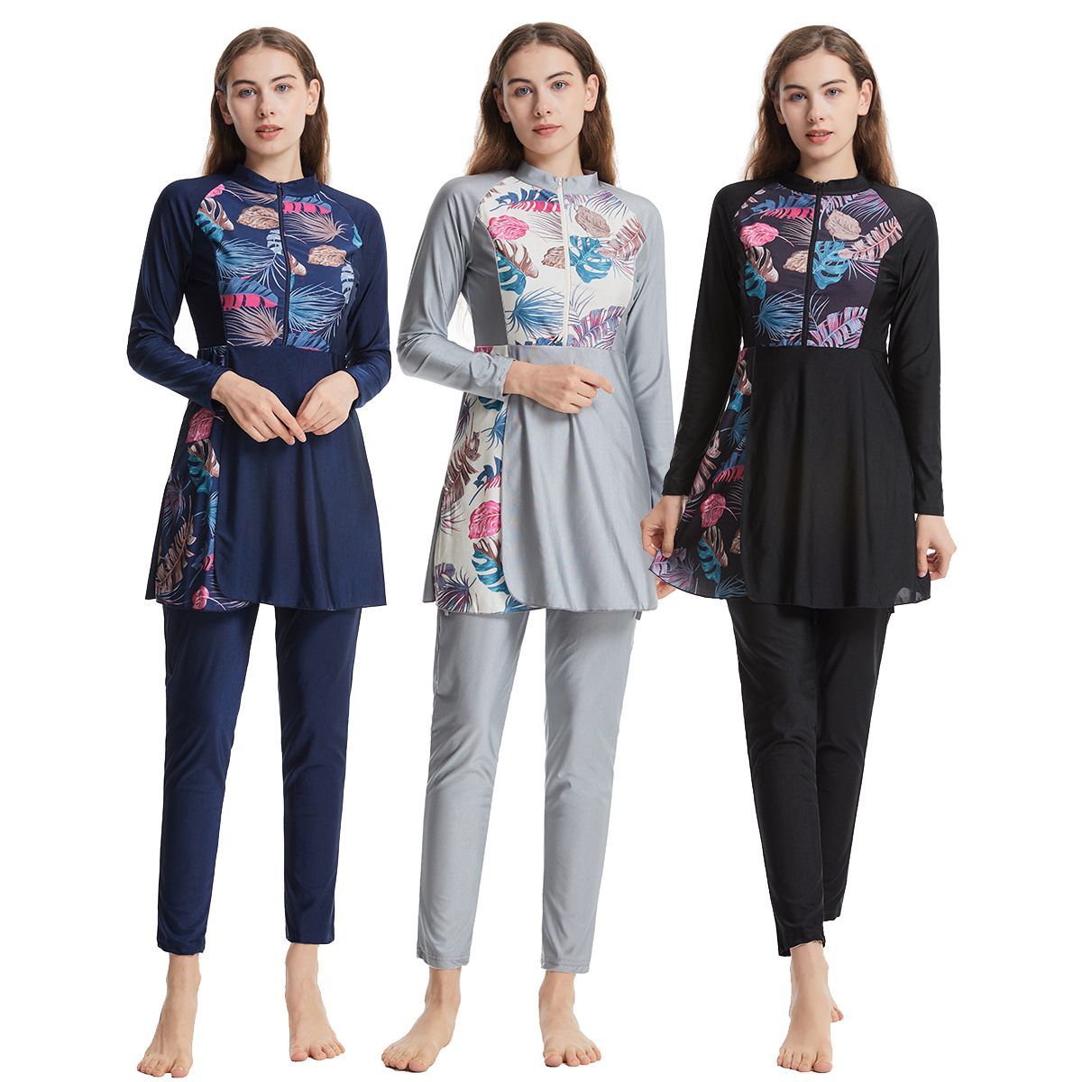 Maillot de bain musulman modeste Hijab maillot de bain femmes à manches longues maillot de bain islamique couverture Ups Burkini Hijabs pour femme bain
