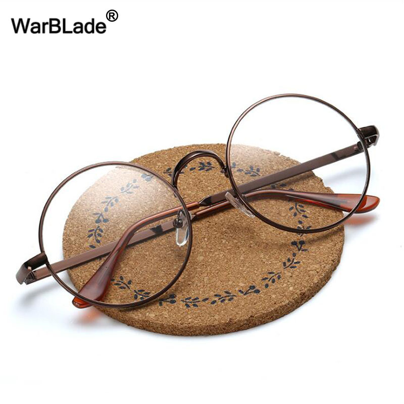 WarBLade Vintage lunettes rondes lentille claire mode or rond cadre en métal lunettes optiques hommes femmes monture de lunettes faux lunettes