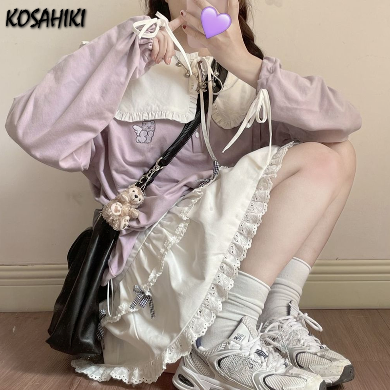 KOSAHISTOYLE-Jupe en dentelle à carreaux pour femmes, taille haute, robe de Rh, élégante, style japonais, assortie avec tout, mignonne, mini, mode, été