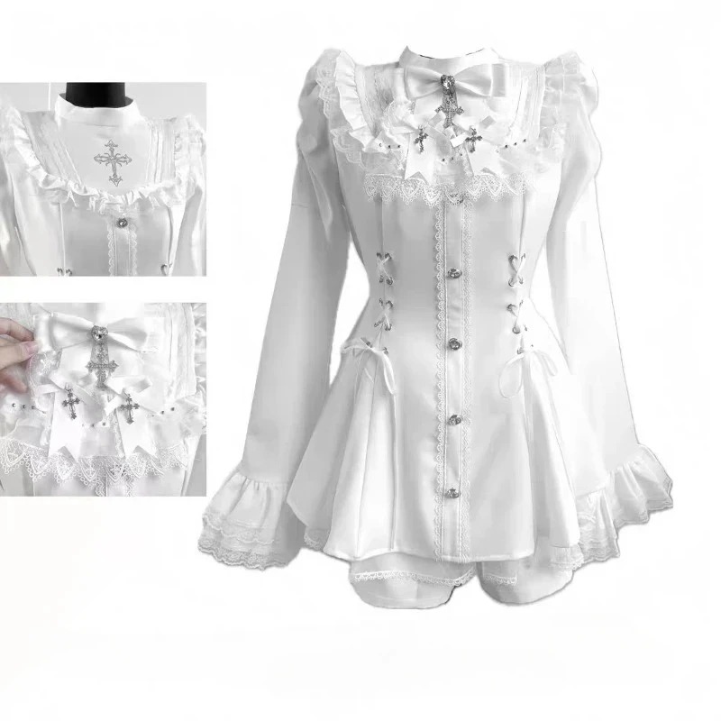 Ensemble 2 pièces Lolita de Style japonais, Mini jupe Y2k pour femme, Harajuku, robe imprimée douce Kawaii, hauts, mode coréenne, robe élégante