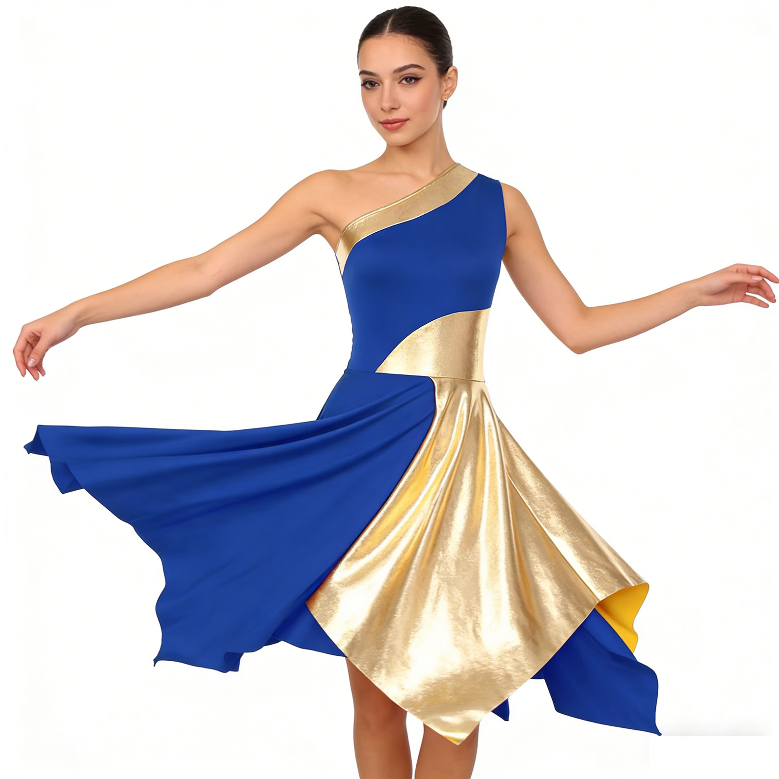 Robe de danse liturgique pour femmes adultes, étiquette métallique, Costume de culte, robes de danse chrétienne lyrique, vêtements de danse