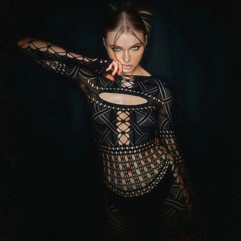 Robe de sexe combinaison avec dentelle serrée évidée et jupe sexy moulante aux hanches robes longues décontractées pour femmes audacieuses lingerie femme xxx