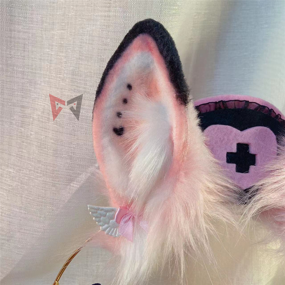 Oreilles de lapin roses faites à la main, cerceau à cheveux, chapeau d'infirmière, collier de queue, boucles d'oreilles, cosplay, accessoires Lolita, vêtements de sauna, nouveau