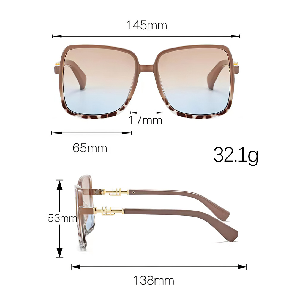 Lunettes de soleil carrées dégradées à la mode, avec chaîne dorée Unique, jambes de temple exquises pour femmes
