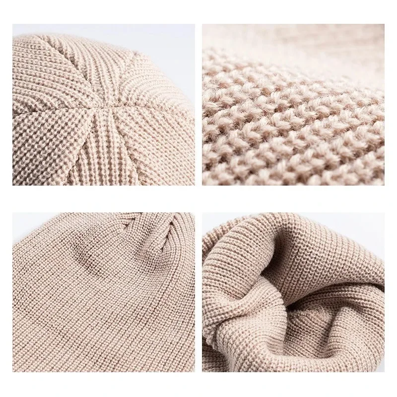 Chapeau tricoté pour hommes et femmes casquettes laine mode Simple chaud Skullies bonnets solide automne hiver bonnet Style à la mode