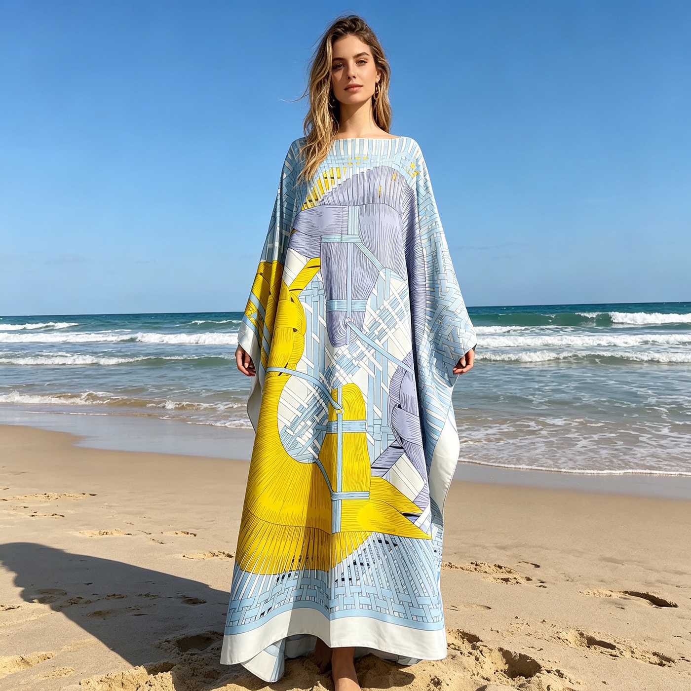 InjAbaya-Robe africaine en sergé pour femme, kaftan traditionnel, bohème, imprimé, vêtements de plage, boubou, été
