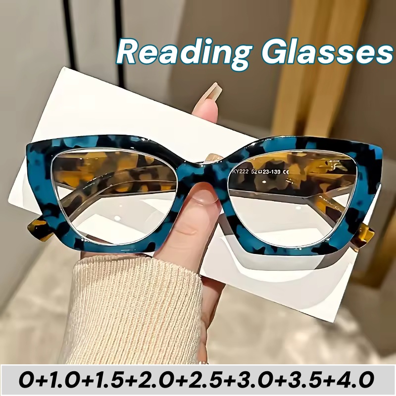 Lunettes de lecture œil de chat élégantes pour femmes et hommes, verres de luxe de styliste bloquant la lumière bleue, hypermétropie, lunettes de Prescription + 1.0TO + 4.0