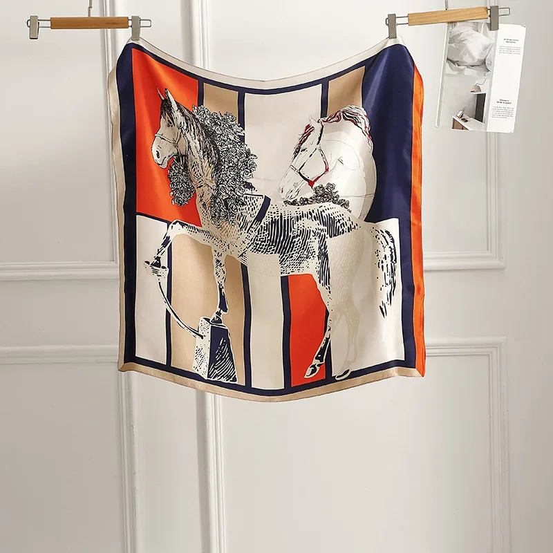 1 pièce 90x90cm – Nouvelle écharpe carrée grande taille version coréenne printemps-automne, imitation soie, foulard, bandana, bandeau tendance