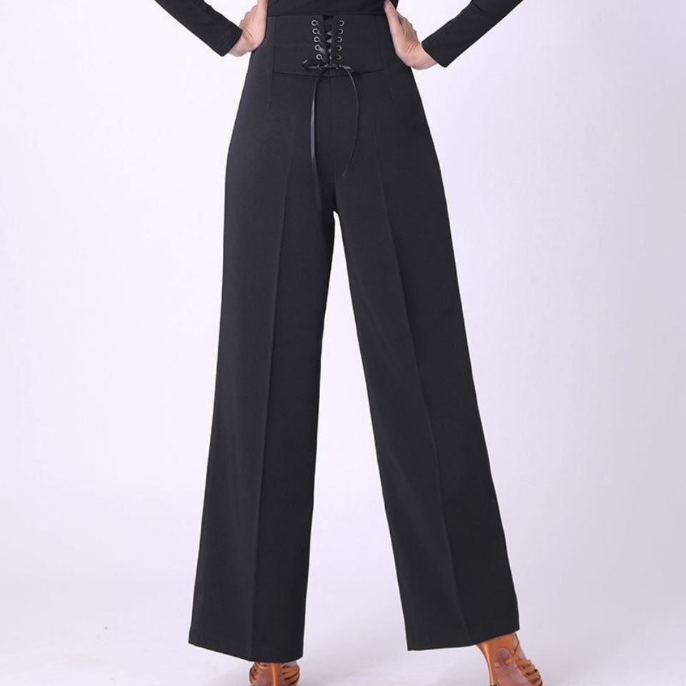 Pantalon femme pantalon de danse latine danse moderne danse salle de bal pantalon à jambes larges dames taille haute décontractée pantalon en mousseline de soie ample