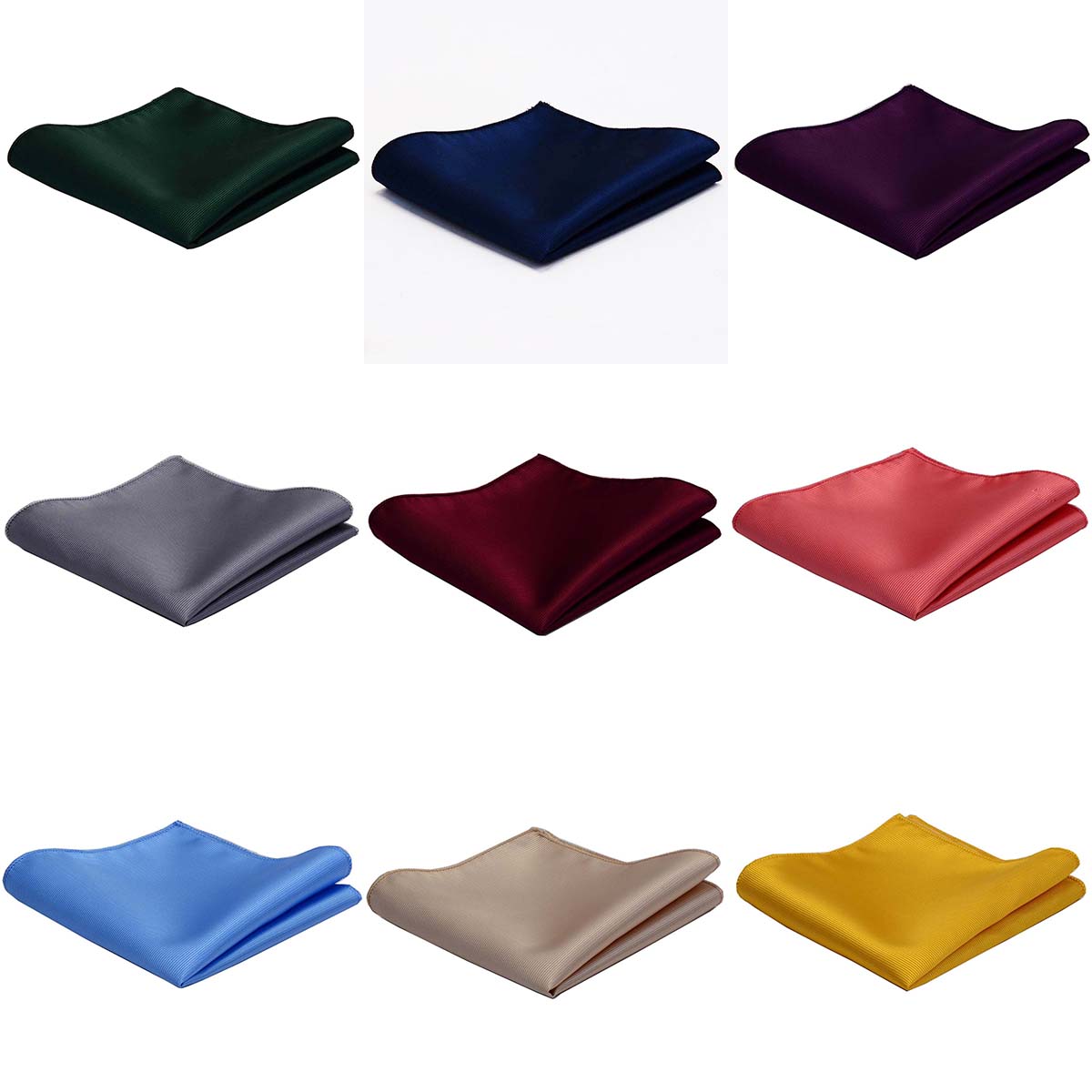 Mouchoir de poche classique en soie unie pour homme 25x25 cm – Foulard de poche élégant pour mariage et fête