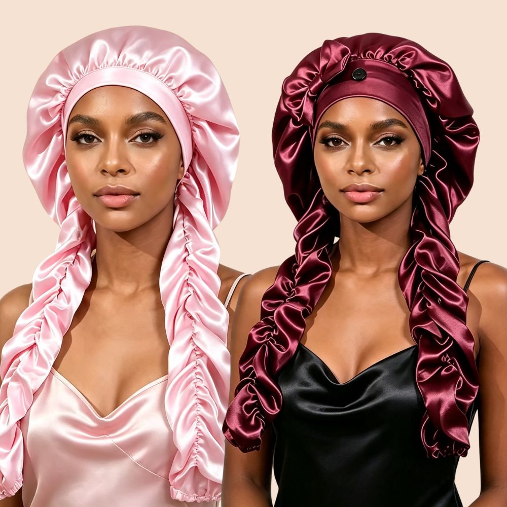 Nouveau bonnet en satin sans chaleur pour dormir, pour femmes, antidérapant, avec longues bandes de bouclage, ajustement réglable, bonnet de bouclage sans chaleur