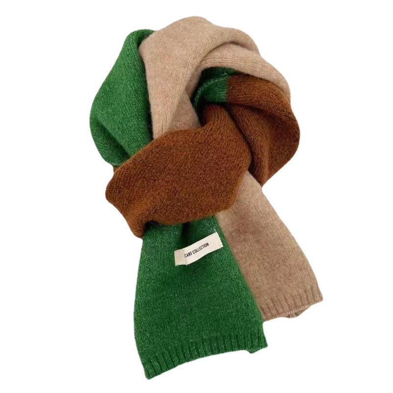 Laide's foulards coréen couleur contrastée doux Simple polyvalent hiver tricoté épaissi velours haute qualité marque de luxe écharpe