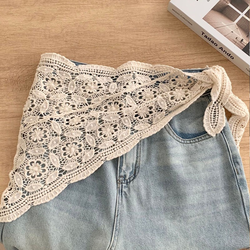 Foulard à fleurs tricoté français pour filles, Bandana, ceinture de taille au Crochet pour femmes, nouveau chapeau littéraire pour Photo de campagne, automne