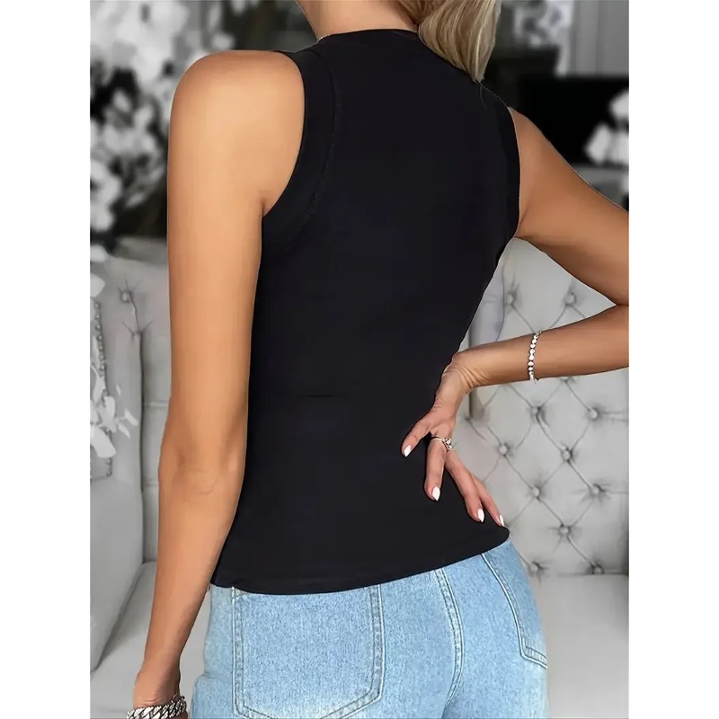 Grande taille 1XL-5XL femmes mode paillettes sans manches débardeur débardeurs dames décontracté col rond été gilet débardeur