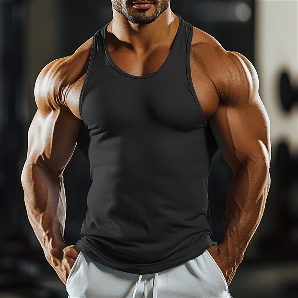 Débardeur de sport pour homme, séchage rapide, respirant, pour l'été, fitness, gym, décontracté, couleur unie, sans manches