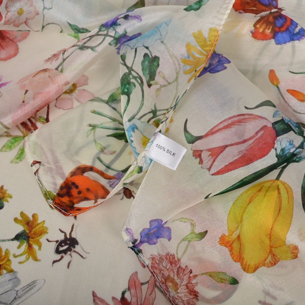 BYSIFA |   Blanc 100% mûrier soie écharpe châle femmes nouveau Design Floral été longue plage châle de luxe dames cou foulards Hijabs