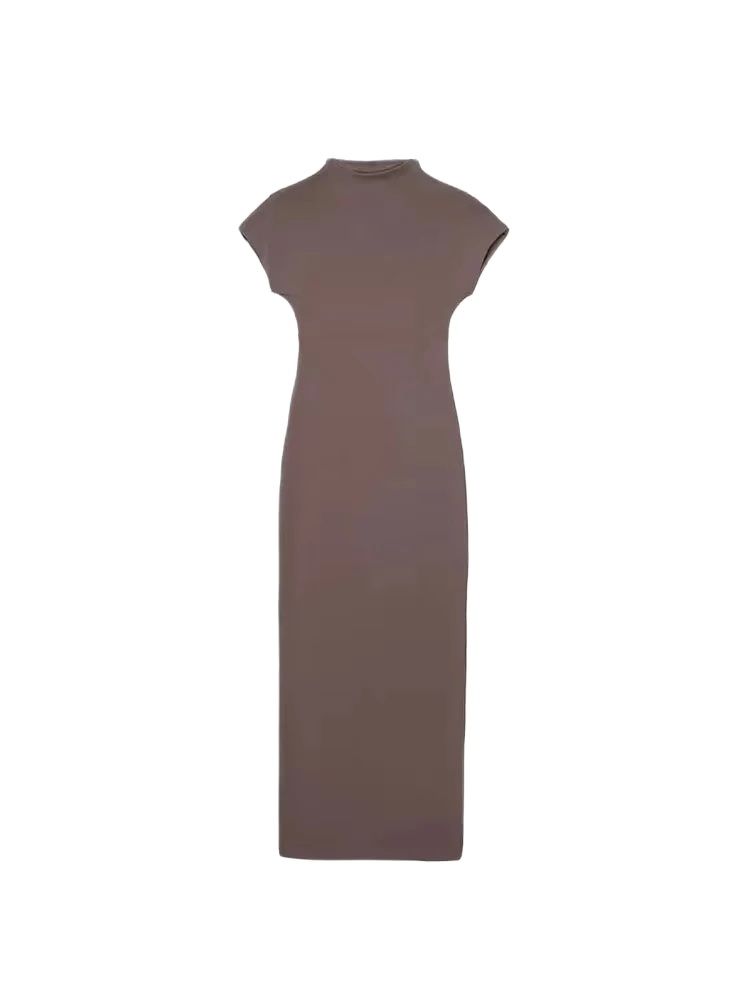 Femmes mode ajusté tricot robe mi-longue Vintage col rond manches courtes robes féminines robes Mujer