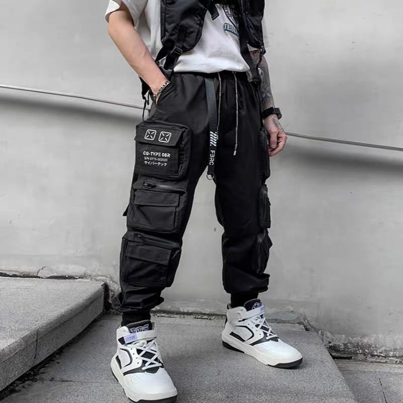 Pantalon Techwear de bonne qualité pour homme, tactique, multi-poches, fonctionnel, Cargo, taille élastique, Vintage, Punk