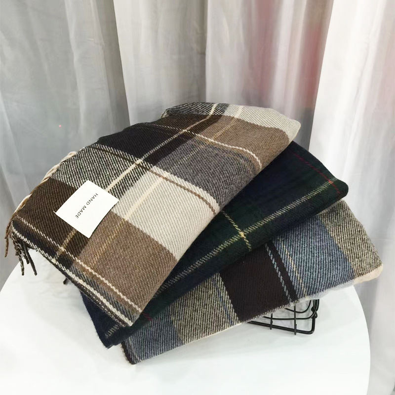 Écharpe à carreaux de luxe en cachemire chaud pour femme, Long Bandana Pashmina, châle et enveloppes à pampilles, Design 2024, hiver
