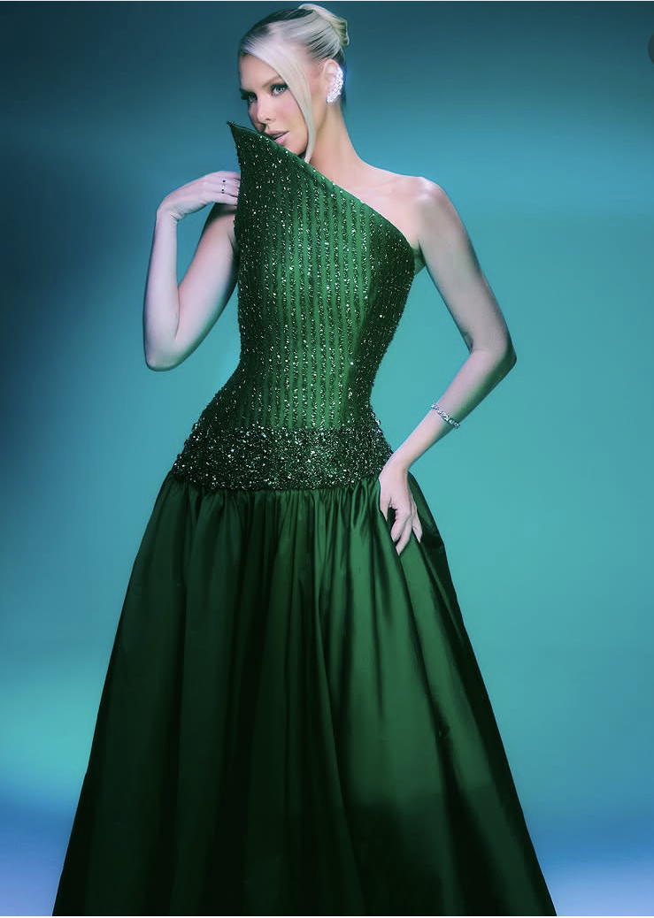 Robes de soirée vert émeraude sur mesure, robes de bal perlées coupe trapèze, longues robes de invitée de mariage arabe, design de col spécial