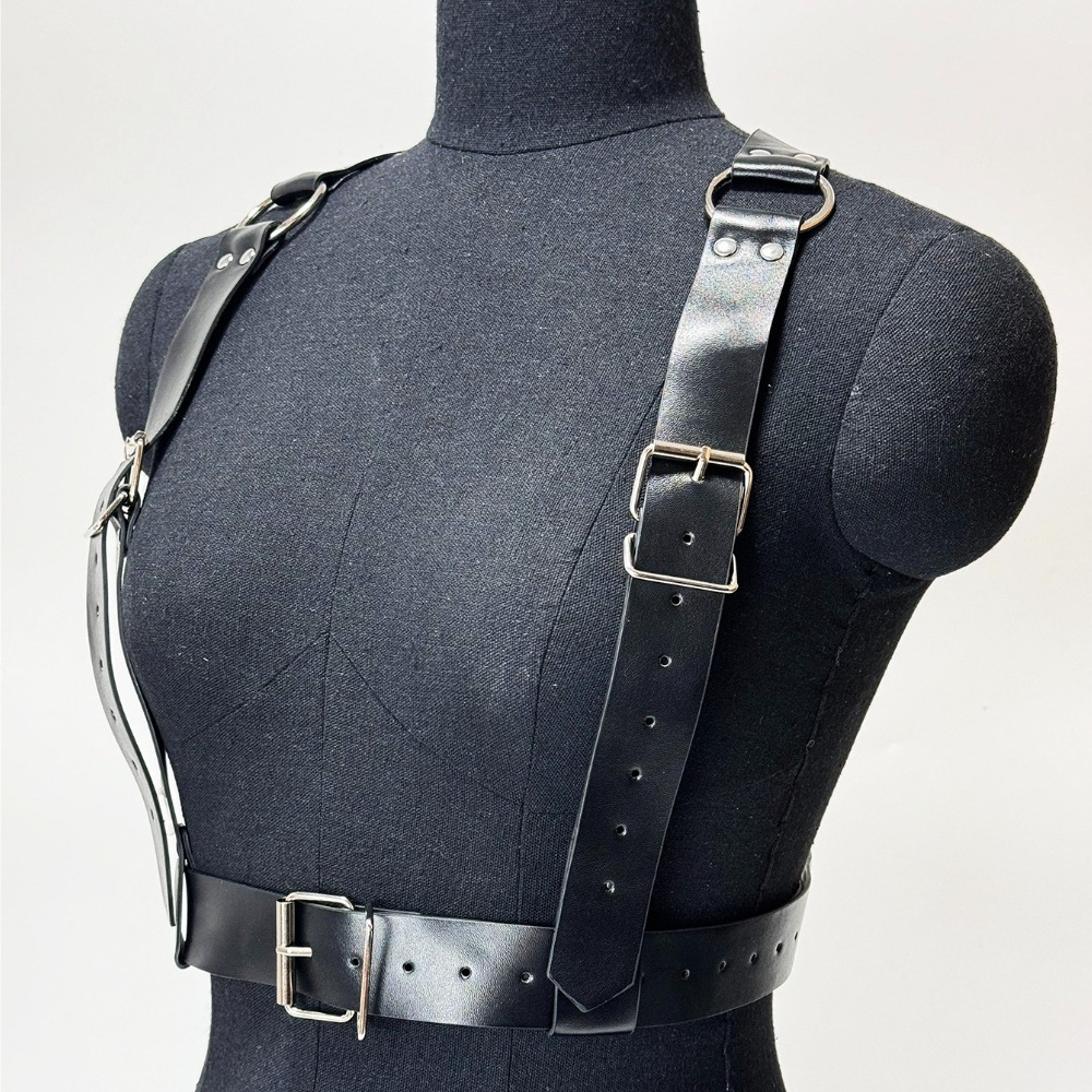 Ceinture large en cuir PU tendance pour femme, harnais de poitrine gothique, bretelles Harajuku, accessoires vestimentaires