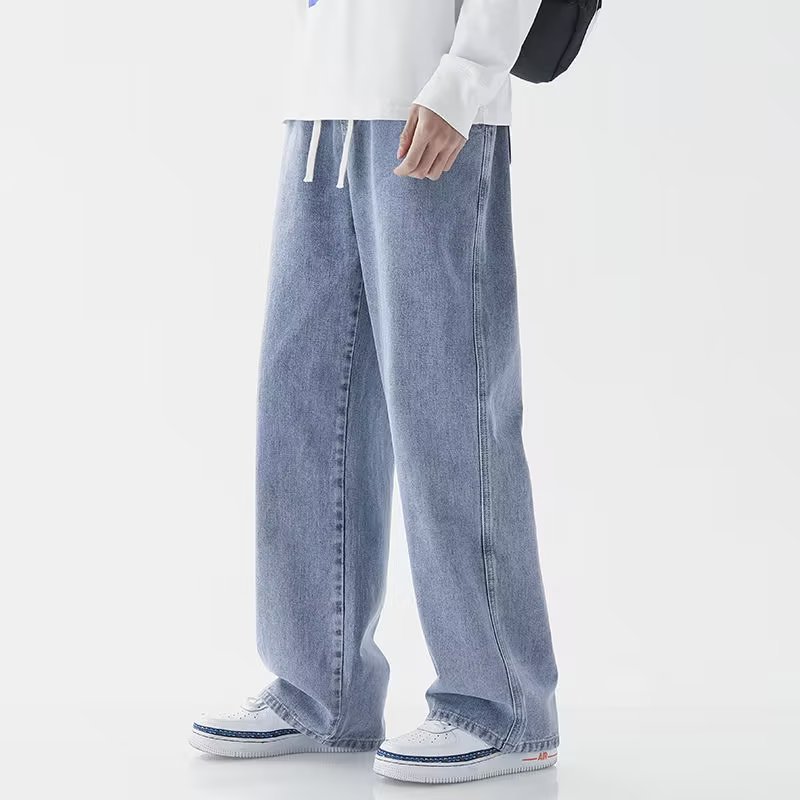 Pantalon Homme Nouvelle Collection 2024 – Jean Coréen Décontracté Coupe Droite Classique pour Homme – Jean Large Tendance Streetwear