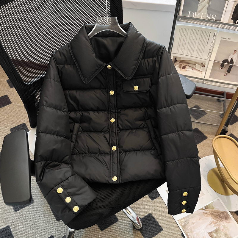 Veste courte bouffante à simple boutonnage pour femme, col rabattu, manteau rembourré en coton, à la mode, Chic, chaud, vêtements d'extérieur, nouvelle collection automne hiver