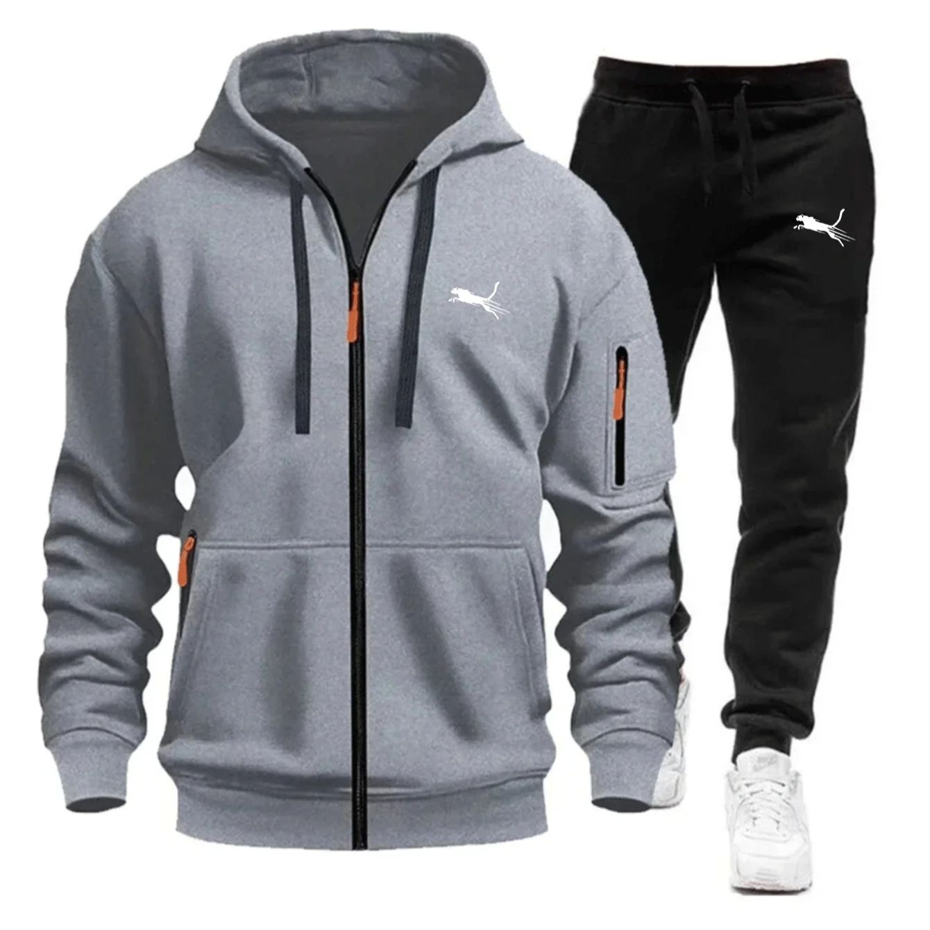 Ensemble de survêtement décontracté pour hommes – Sweat-shirts à capuche zippés de haute qualité pour le quotidien – Collection sport 2026 – Idéal pour le jogging