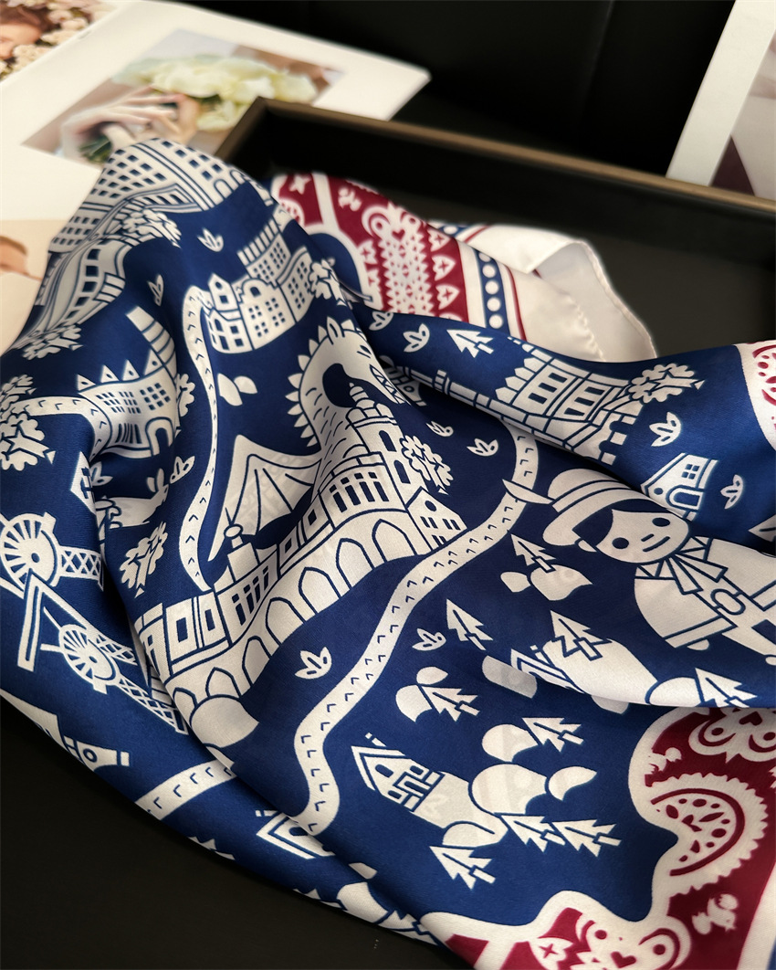 Foulard carré imprimé pied-de-poule d'inspiration Vintage, écharpe de cou fine et lisse en Satin doux, foulard de protection solaire pour femmes