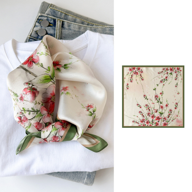 Foulard carré en soie 100% naturelle pour femme, foulard de tête, châles en soie véritable, bandana, étoles d'été, Sjaal