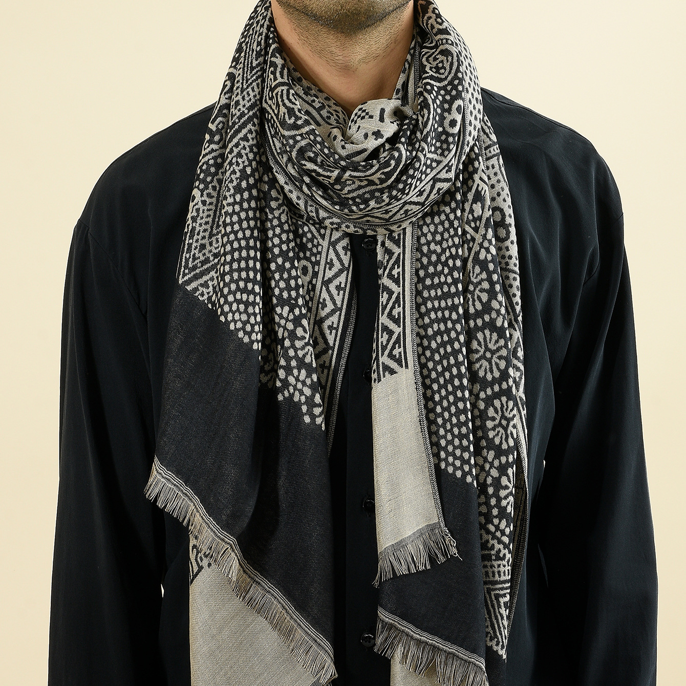 Paisley Pashmina mode hommes écharpe automne hiver chaud foulard noir marine hommes foulards mâle accessoires court gland Bufanda
