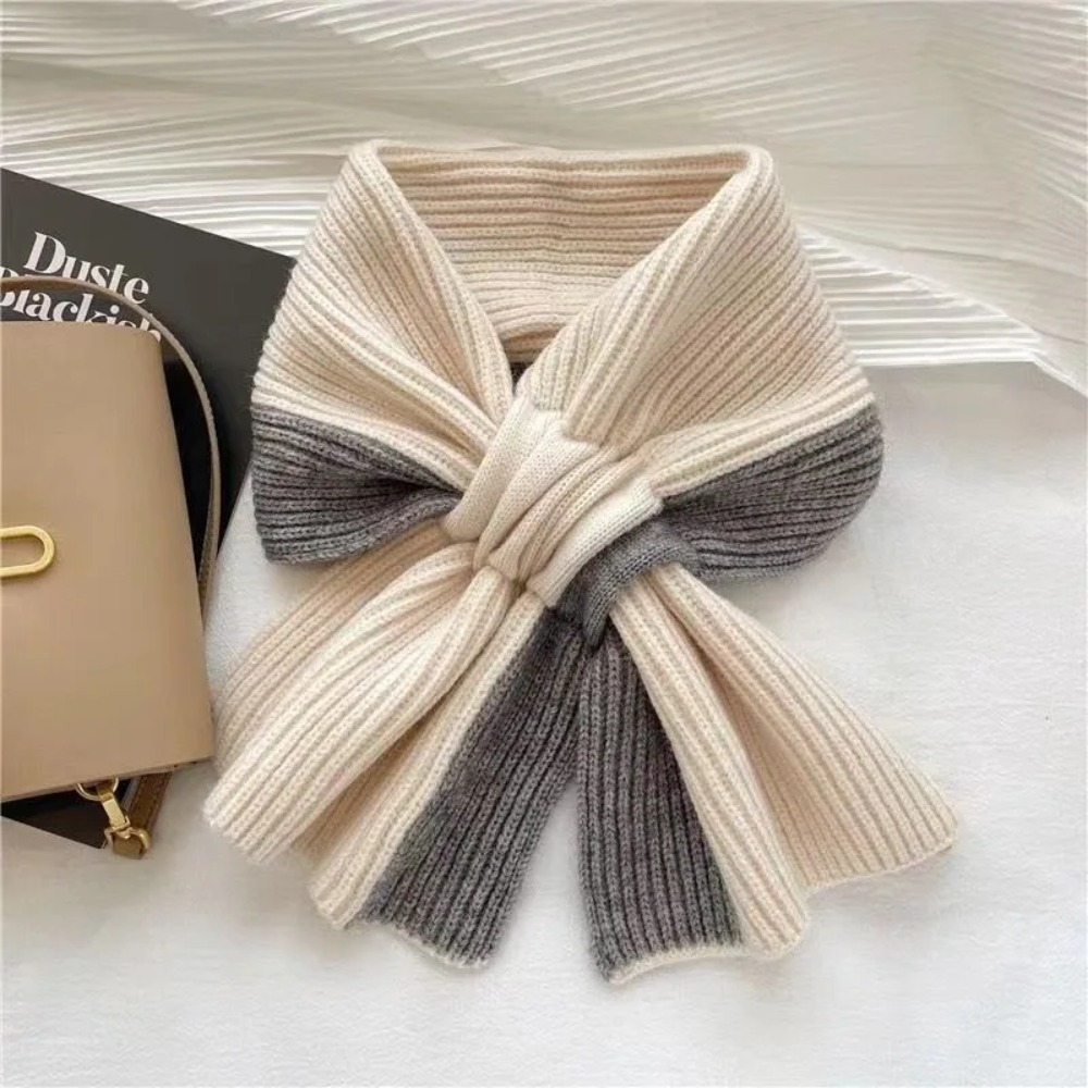 Écharpe courte en tricot pour filles, automne et hiver, à porter avec tout, cache-cou, couleur unie, écharpe chaude d'hiver, tendance