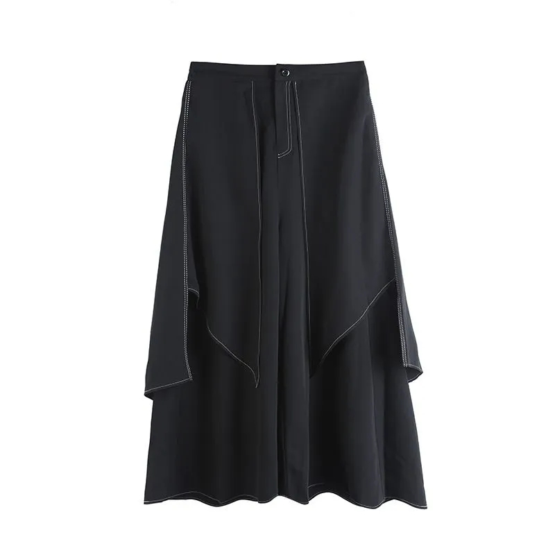Pantalon large pour femme, collection Printemps-Été 2026, décontracté, effet deux pièces, coupe ample, style streetwear, pantalon tendance pour femme