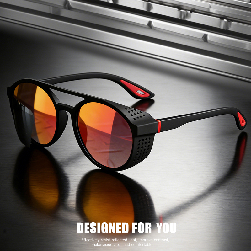 Lunettes de soleil polarisées rondes pour hommes et femmes, style Steampunk, pour le sport, les voyages, la pêche, la conduite, lunettes de soleil de marque, UV400