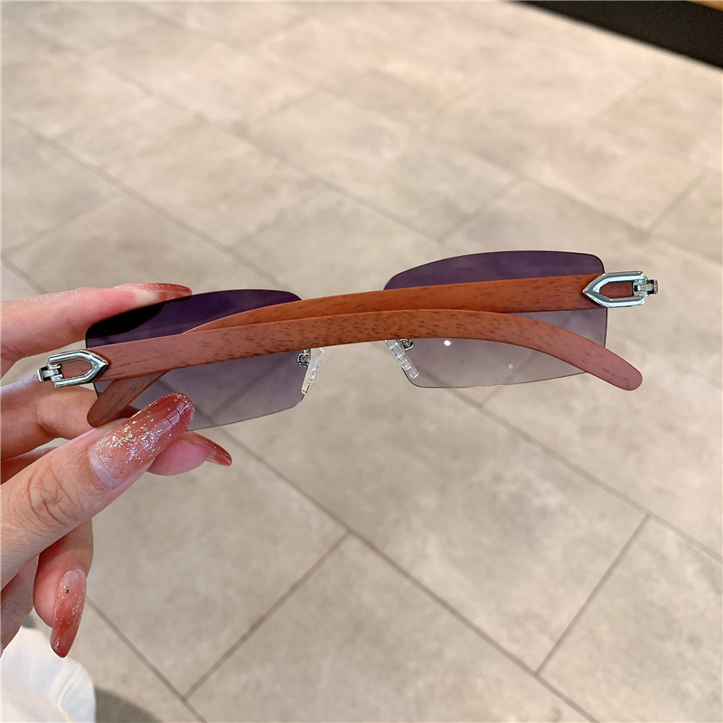 Lunettes de soleil sans monture pour hommes et femmes, en bois, de marque de luxe, rétro, à la mode, UV400, pour voyage et extérieur