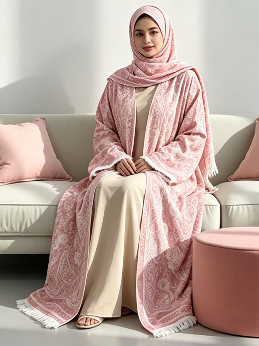 Nouvelle mode Dubaï : Abaya modeste pour femmes musulmanes, élégante robe arabe avec hijab, robe africaine à franges, cardigan islamique à manches longues et ajusté.