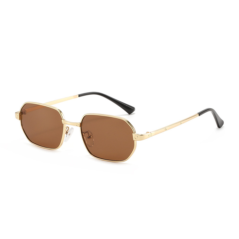 Lunettes de soleil carrées minimalistes pour hommes, monture étroite en métal UV400, style européen et américain haut de gamme, pour femmes