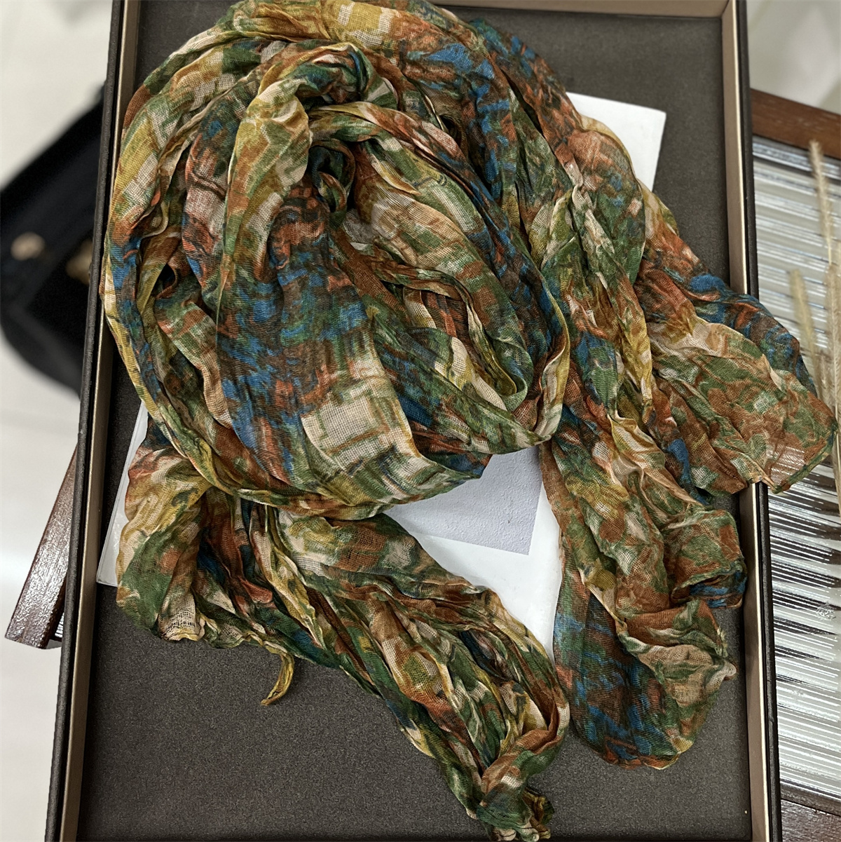 Mosaïque imprimé points Hijab écharpe mode plissée femmes Foulard élégant hiver longue écharpe châle