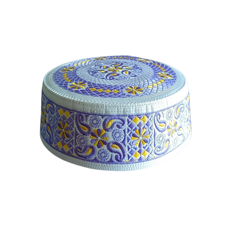 Chapeau plat brodé ethnique pour enfants, accessoire de costume, chapeau de prière musulman, hijab islamique, casquettes de prière turques arabes pour l'Aïd