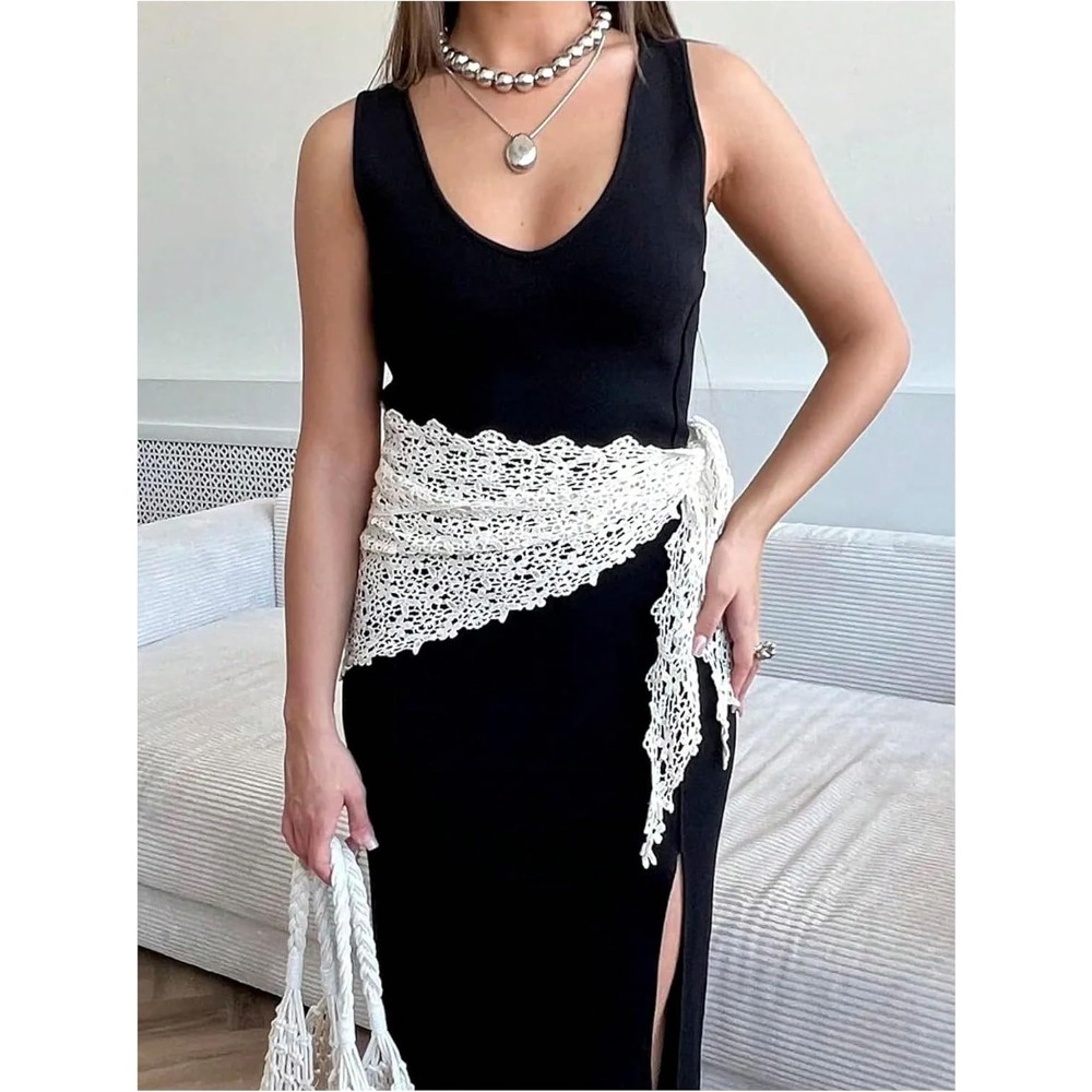 Foulard de tête en crochet pour femme, style bohème, en dentelle, bandana, bandeau, foulard pour cheveux, bandeau de plage
