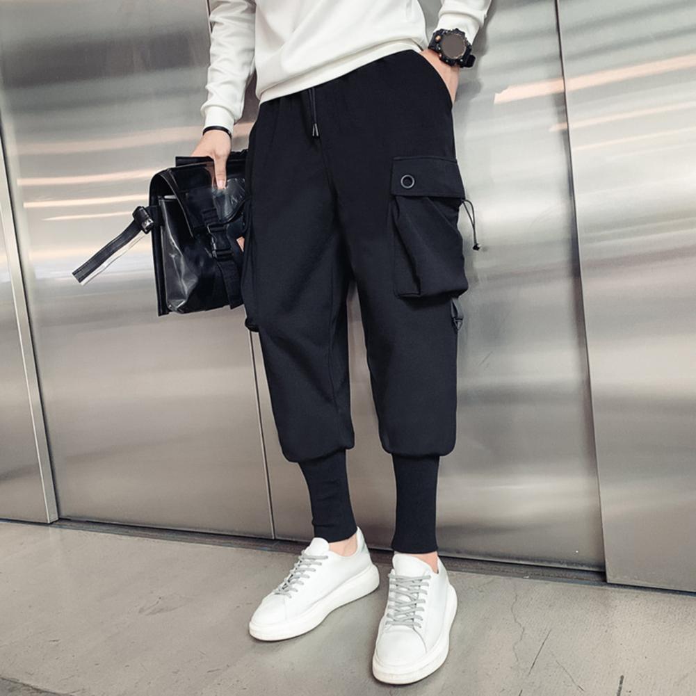 Pantalon cargo monochrome pour homme, pantalon de survêtement multi-poches, tissu respirant, Wstring de proximité, taille élastique
