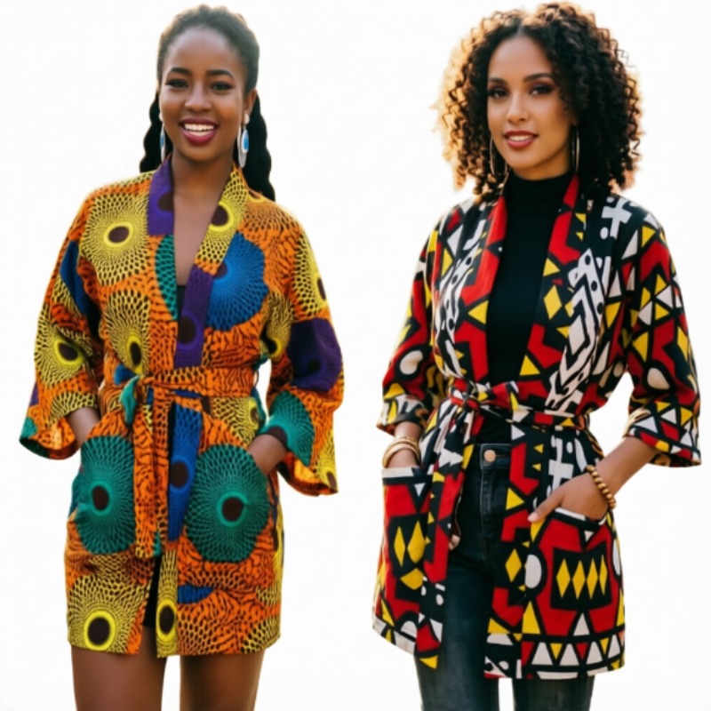 Robe africaine pour femmes, cardigan kimono à la mode, manteau traditionnel imprimé floral, jupe africaine de fête éducative