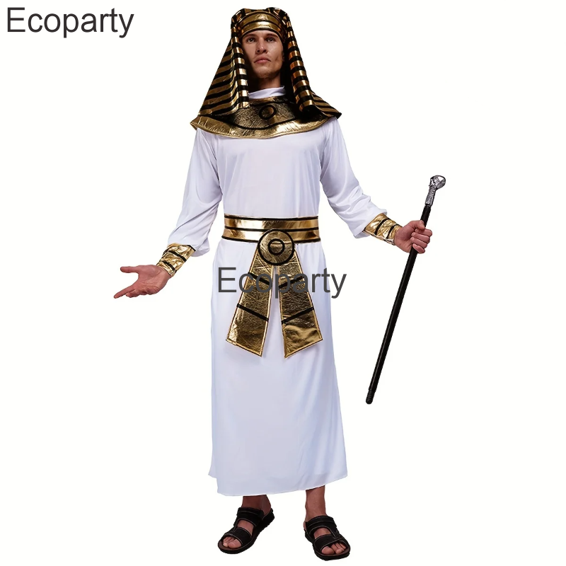 Costume de cosplay pharaon égyptien pour hommes, robes du roi égyptien, tenues de spectacle sur scène, vêtements de sauna, fête de Pourim, Halloween adulte, nouveau