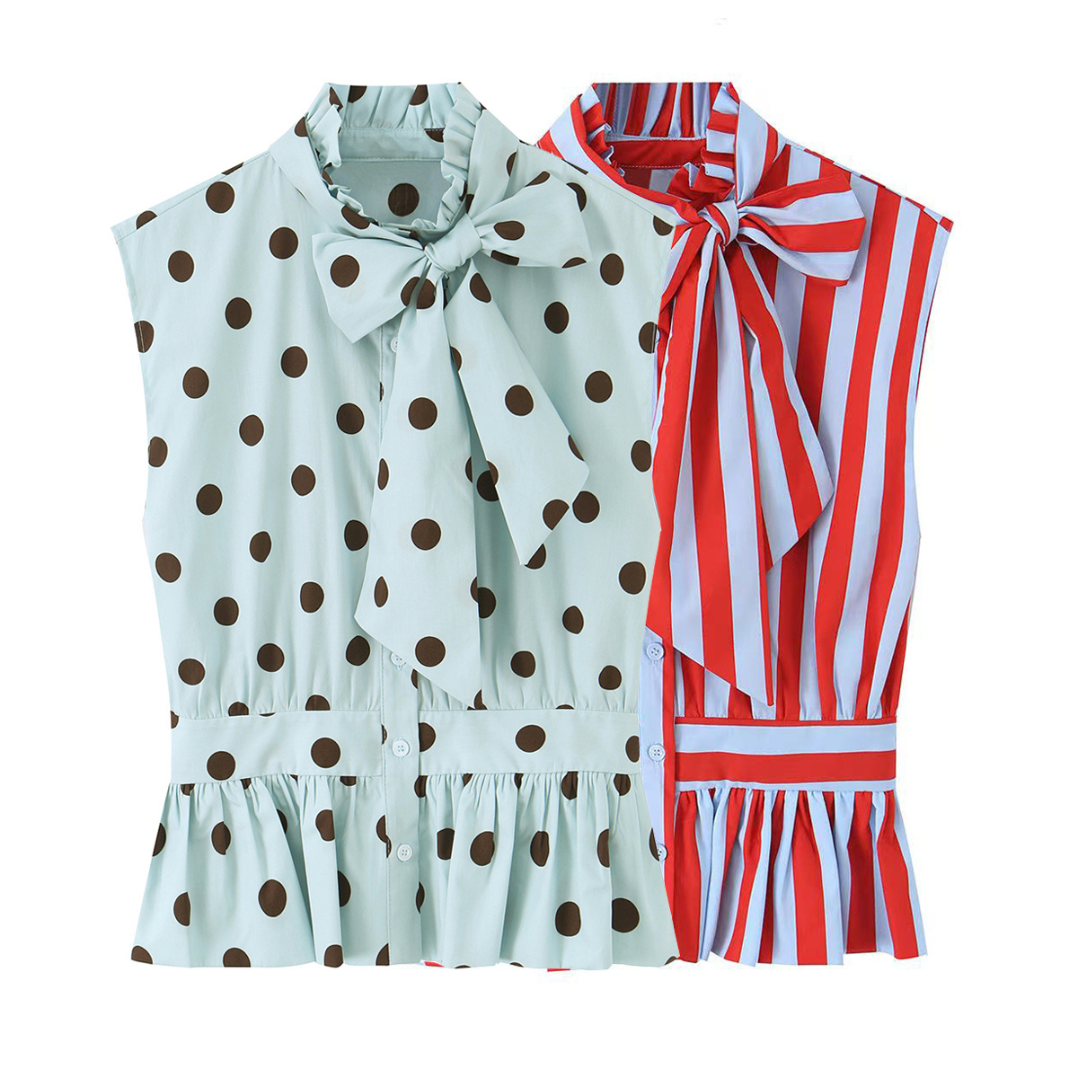 Chemisier Femme 2026 Nouvelle Collection Printemps-Été – Chemise Rayée Sans Manches à Nœud Papillon pour Femme – Style Décontracté Chic et Original – Marque de Chemisiers Féminins