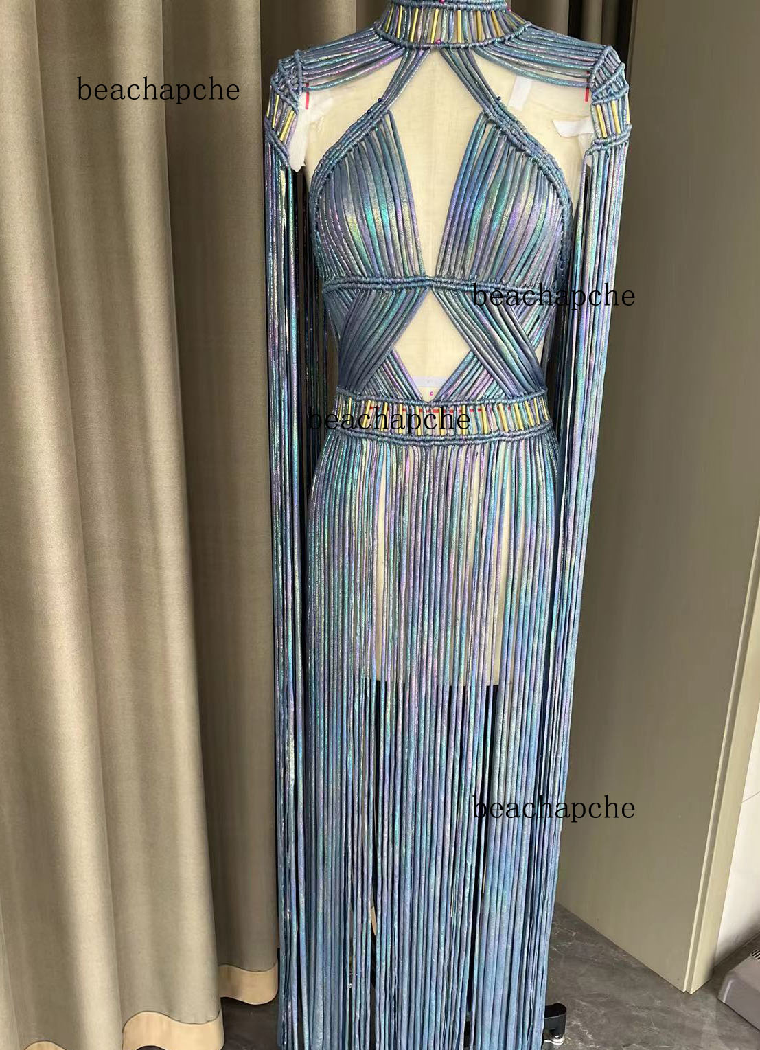 Beachapche-Robe Maxi Blanche à Col Roulé et Pompon pour Femme, Tenue Sexy en Macramé, à la Mode, pour Boîte de Nuit, 2023