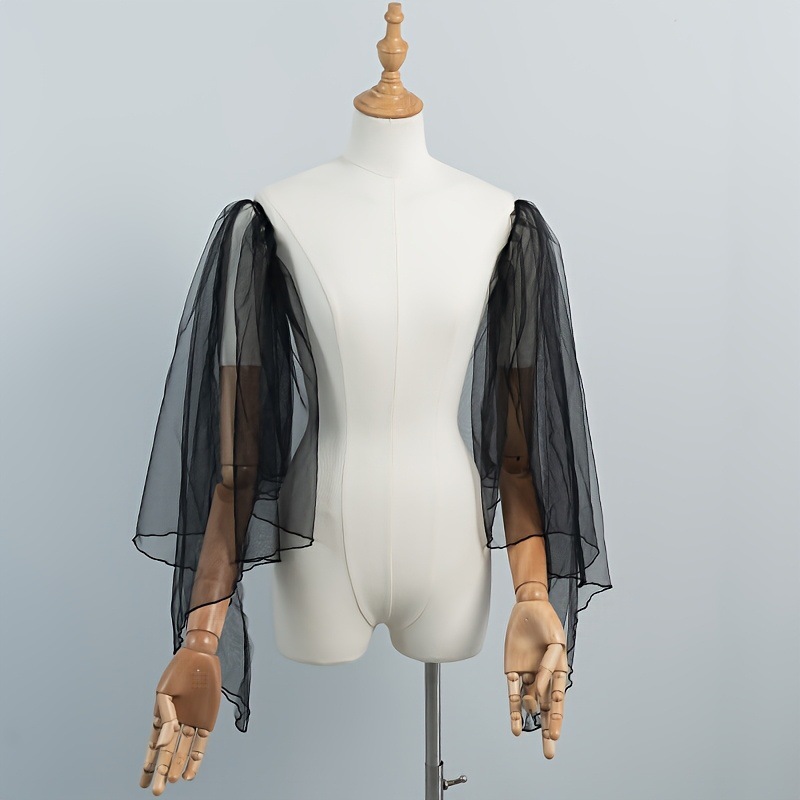 Élégantes manches de mariée amovibles en tulle transparent avec voile d'épaule décoratif pour accessoires de robe féminine