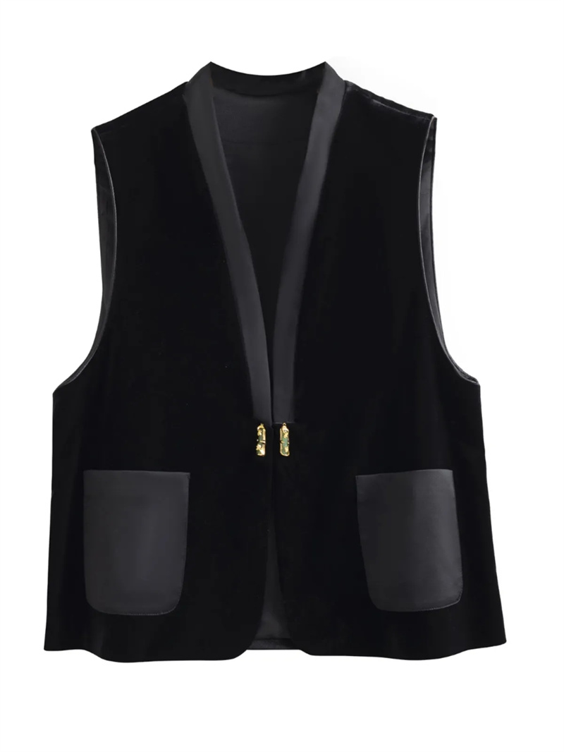 Gilet femme mode gilet femme printemps et été Style National rétro chinois col en v sans boutons velours gilet sans manches manteau